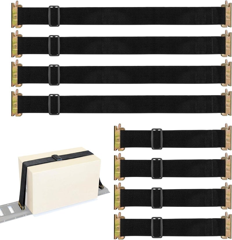 MorScan 8 Pack E-Track Bungee Tie-Down Straps, 12"-24" & 24"-48" Length Adjustable 2" Width Black Bungee Straps, Secure Cargo to Wall/Floor in Trucks, Trailers, Vans, Warehouses, Garages, Workshops - Image 1